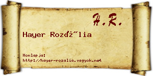 Hayer Rozália névjegykártya